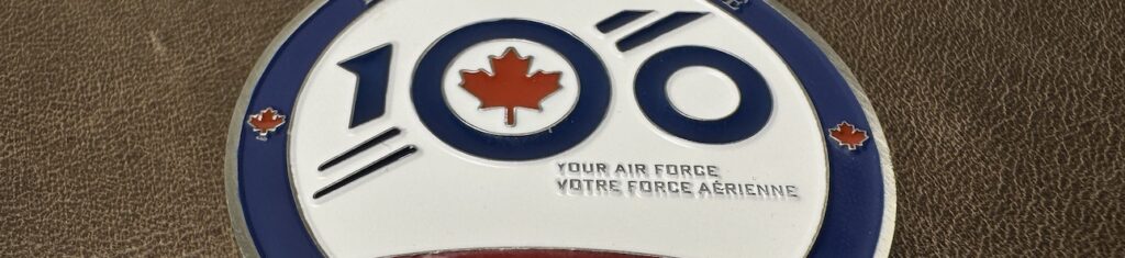 Close up of RCAF 100-years challenge coin