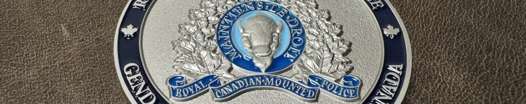 Close up of RCMP challenge coin