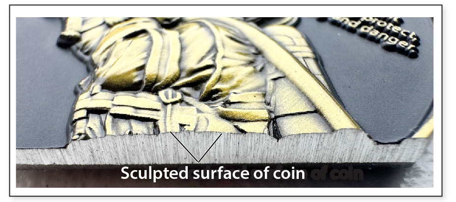 3D cutaway view of challenge coin
