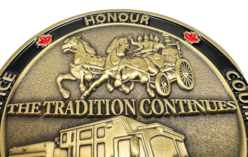 Custom Challenge Coin with 3-dimension die for fire department
