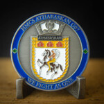 2D Antique Silver coin with Soft Enamel Paint HMCS Athabascan challenge Coin